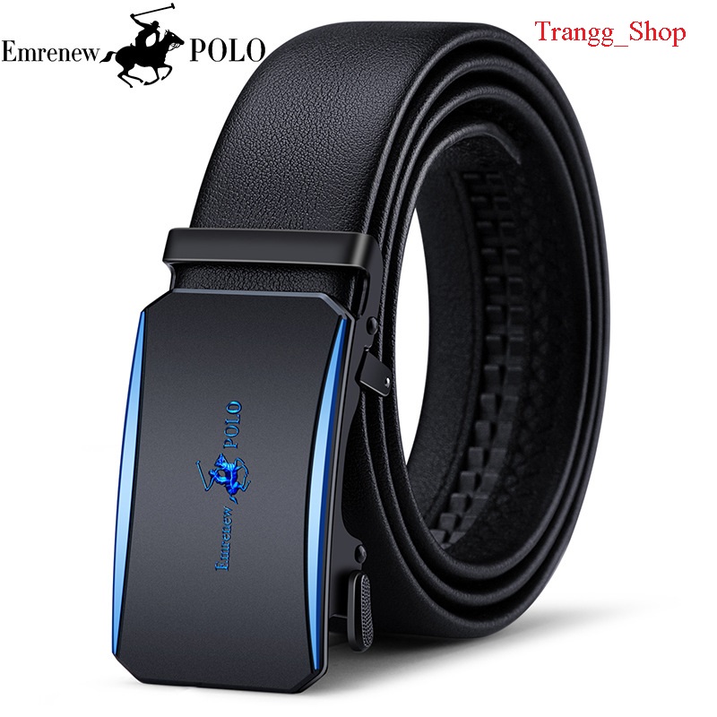 Thắt lưng da nam cao cấp EMRENEW POLO- dây nịt da bò 2 lớp -Full hộp đựng cao cấp-BH 12 tháng