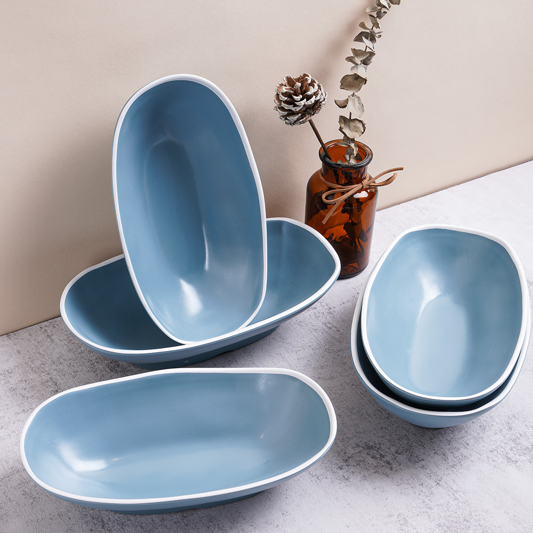 Dĩa sâu lòng cao cấp bằng melamine màu xanh