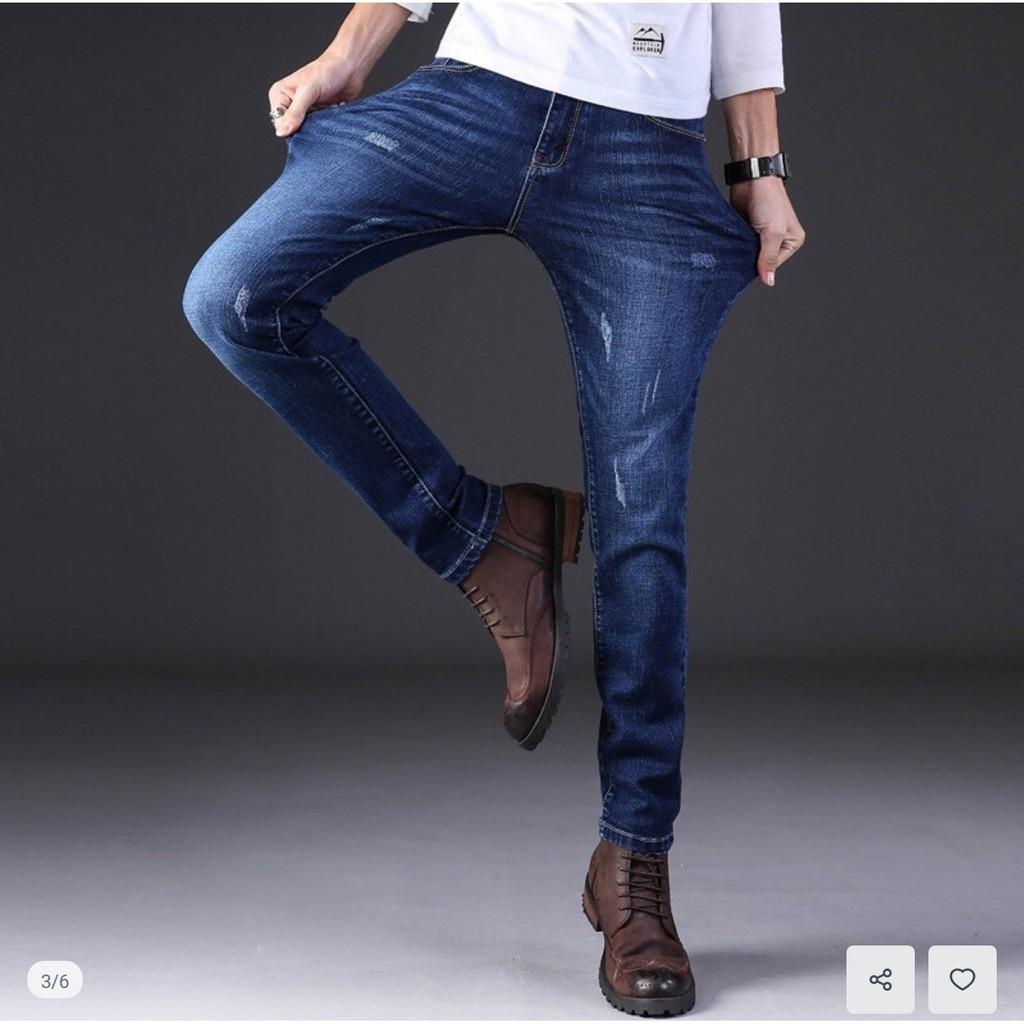 quần jeans nam ống suông cào nhẹ