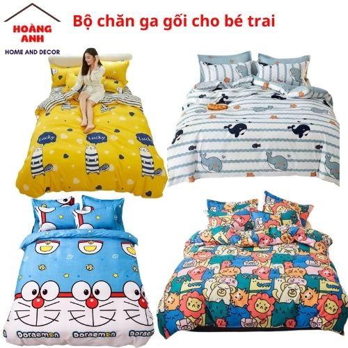 Bộ chăn ga gối cho bé trai chất liệu cotton poly mềm mịn không phai màu nhiều kích thước