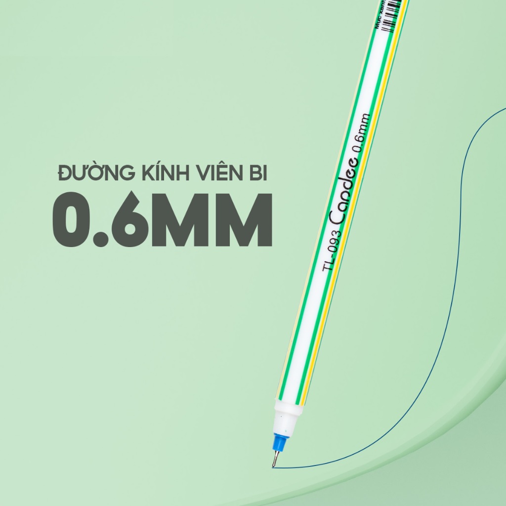 Hộp 20 Bút bi Thiên Long TL-093 ngòi 0.6mm - Thiết kế nắp đậy, trọng lượng nhẹ ít gây mỏi tay