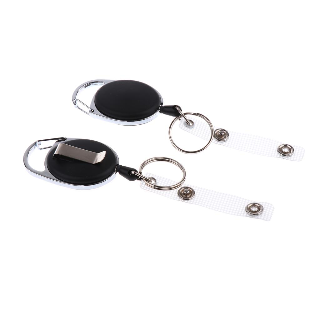 2pcs Key Retractable Clip Keychain Pull Reel Key Ring ID Cards Badge Holder