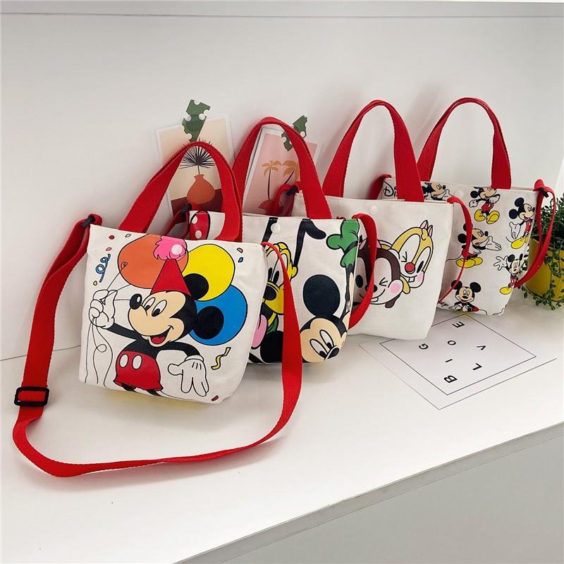 Túi tote vải đeo chéo dễ thương hình MICKEY, PLUTO, CHIP&amp;DALE phong cách Hàn Quốc cho bé gái TX22