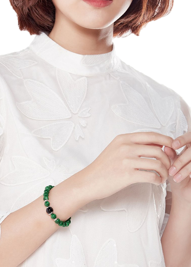Vòng Tay Đá Cẩm Thạch Sơn Thủy Phối Mã Não Đen Ngọc Quý Gemstones VT19