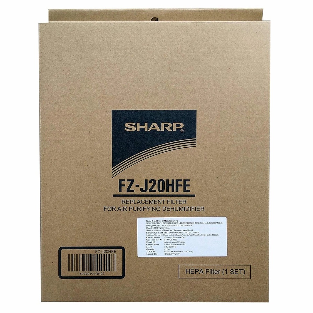 FZ-J20HFE | Màng lọc HEPA máy lọc không khí hút ẩm Sharp DW-J27FV-S (Hàng chính hãng, lọc bụi mịn PM2.5)