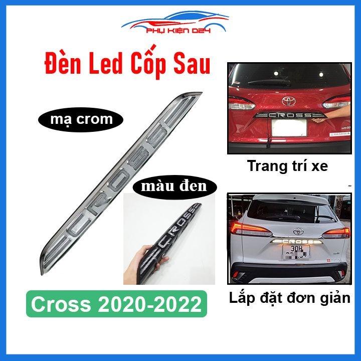 Ốp tay cốp sau có đèn led Toyota Cross 2020-2022 màu đen ánh sáng đỏ, màu trắng sáng vàng trang trí xe