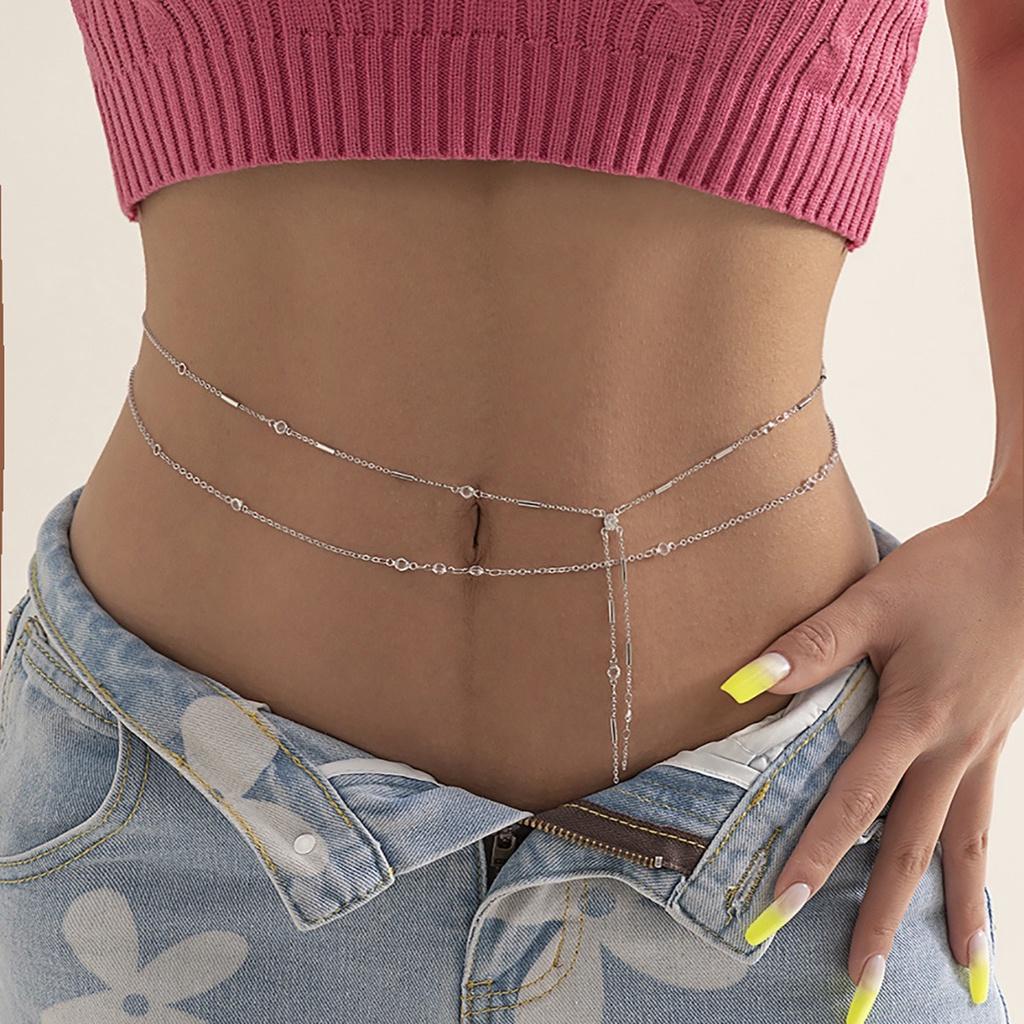 Chain thắt eo trần 2 sợi mảnh nhỏ Chain thắt eo phối croptop siu xinh