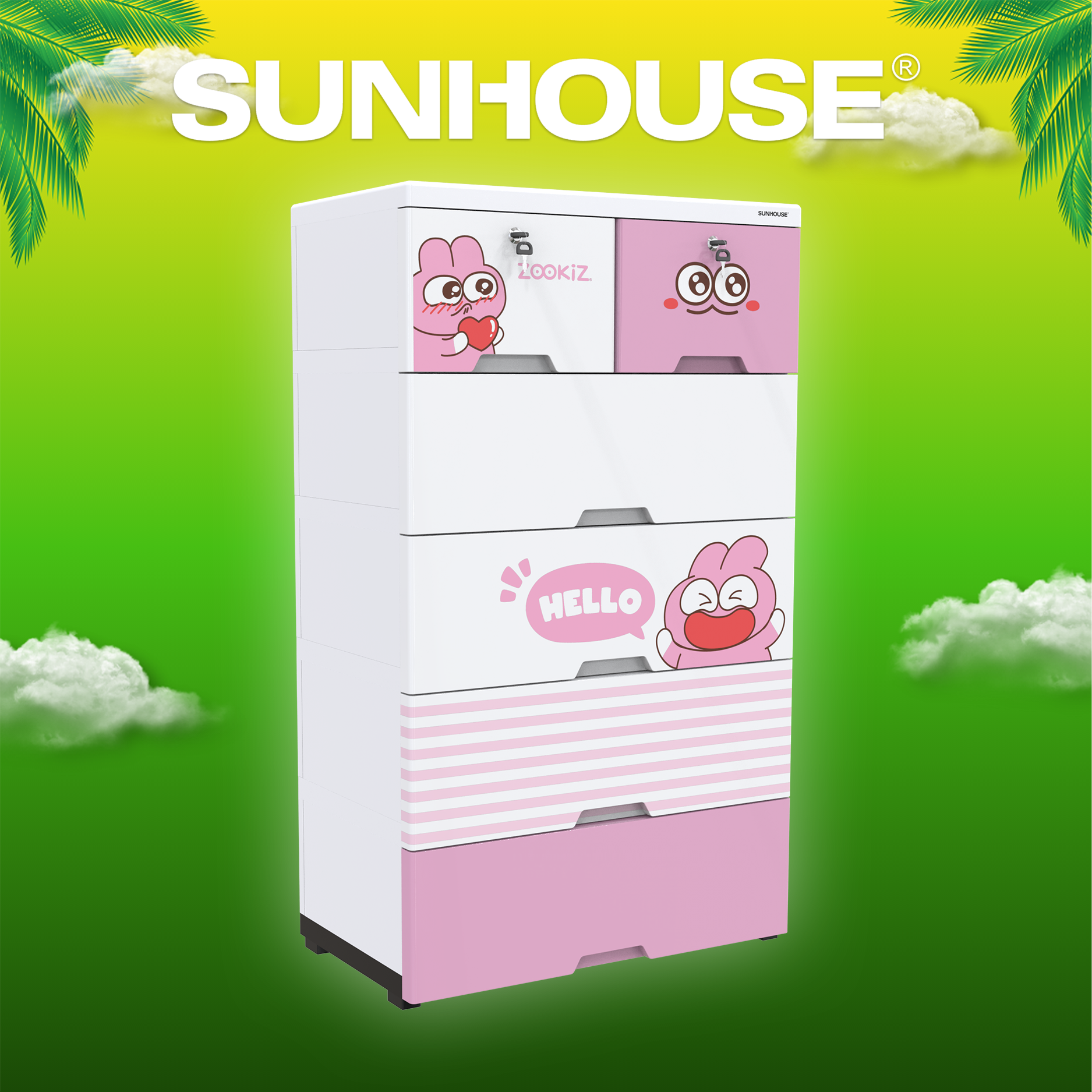 Tủ nhựa trẻ em 6 ngăn Happy Kids SUNHOUSE KS-CA688G6 - Hàng chính hãng