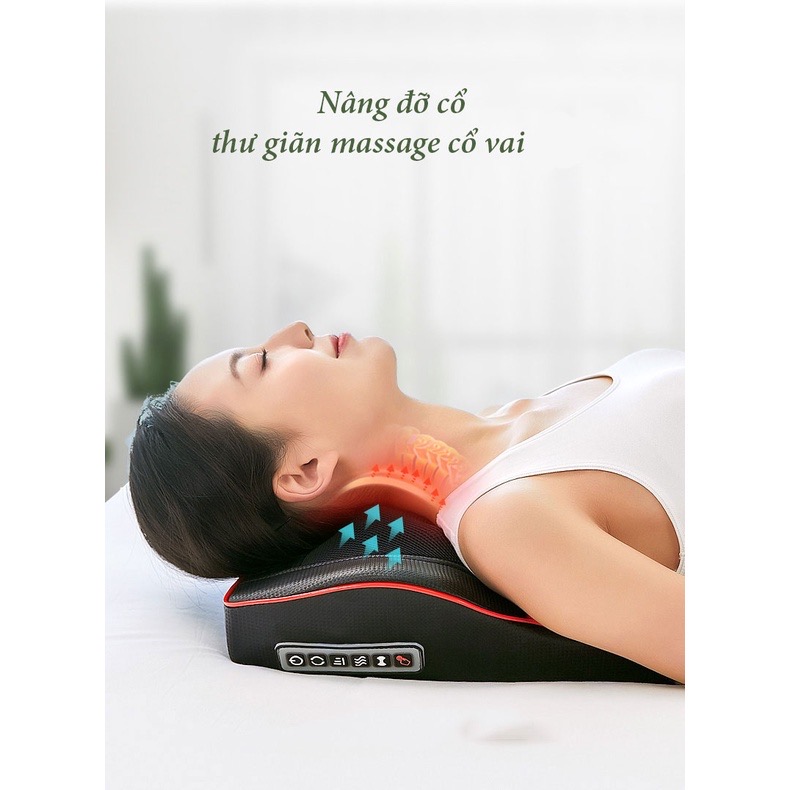 Gối Massage Cổ Vai Gáy Cao Cấp Thế Hệ Mới, Máy Massage Hồng Ngoại 20 bi Đa Chức Năng, Giảm Nhức Mỏi Toàn Thân Hiệu Quả