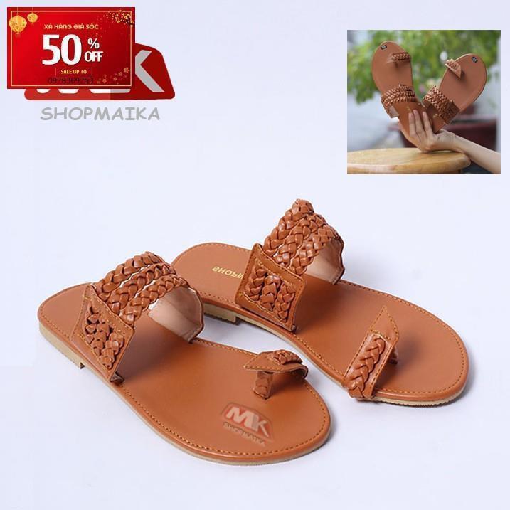 Dép Quai Ngang Xỏ Ngón Thời Trang S121 Nâu