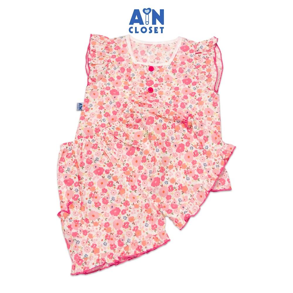 Bộ quần áo ngắn bé gái họa tiết Vườn hồng cotton - AICDBGAMPAUZ - AIN Closet