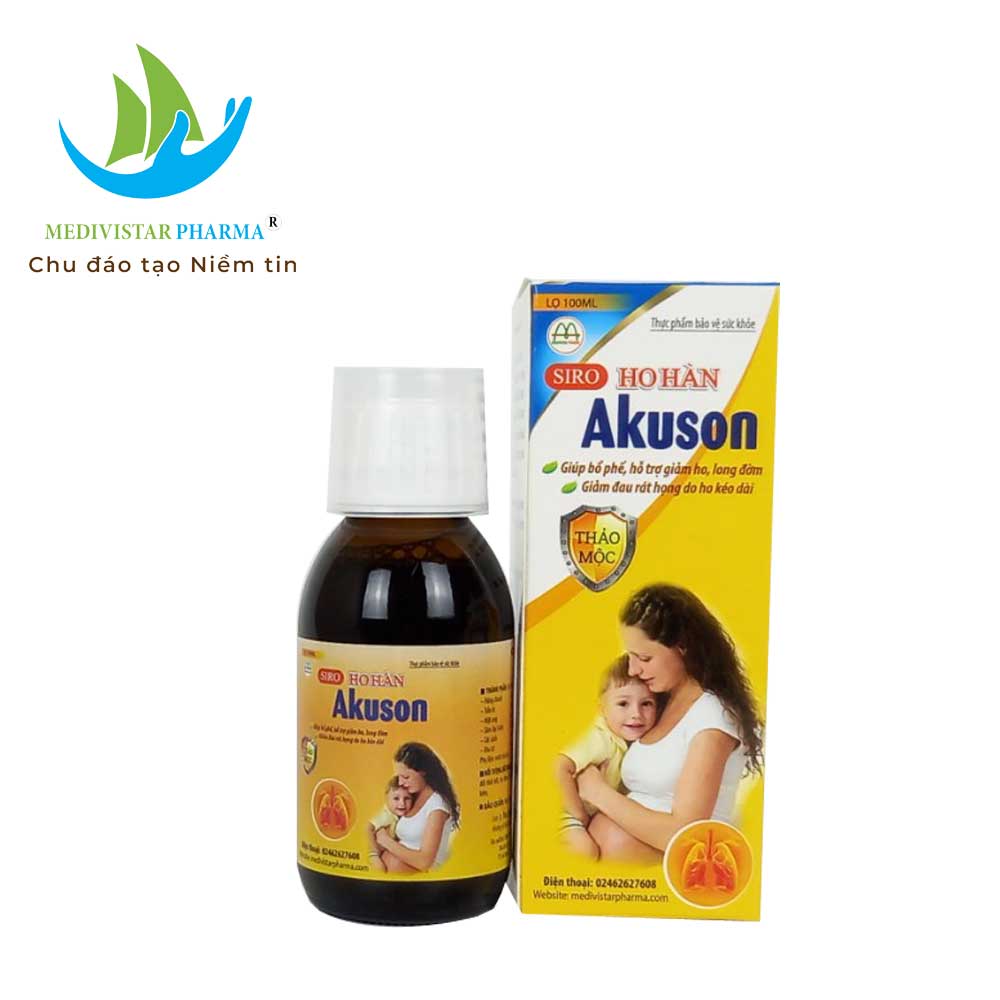 Combo 2 Hộp Siro Giảm Ho Cho Bé AKUSON Chiết Xuất Thảo Dược Dành Cho Bé Và Mẹ Bầu Giúp Long Đờm, Bổ Phế Tăng Cường Sức Đề Kháng Lọ 100ml