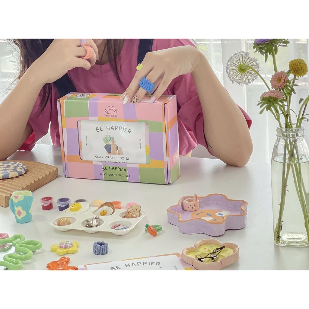 Box đất sét tự khô Crabit - Full Air Dry Clay Set - Đầy đủ dụng cụ, đất sét và màu acrylic