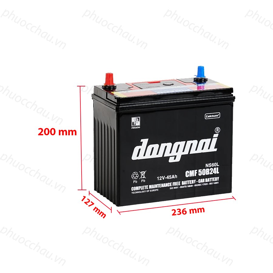 Bình Ắc Quy 12V-45Ah, Ắc Quy Dong Nai CMF 50B24L/R