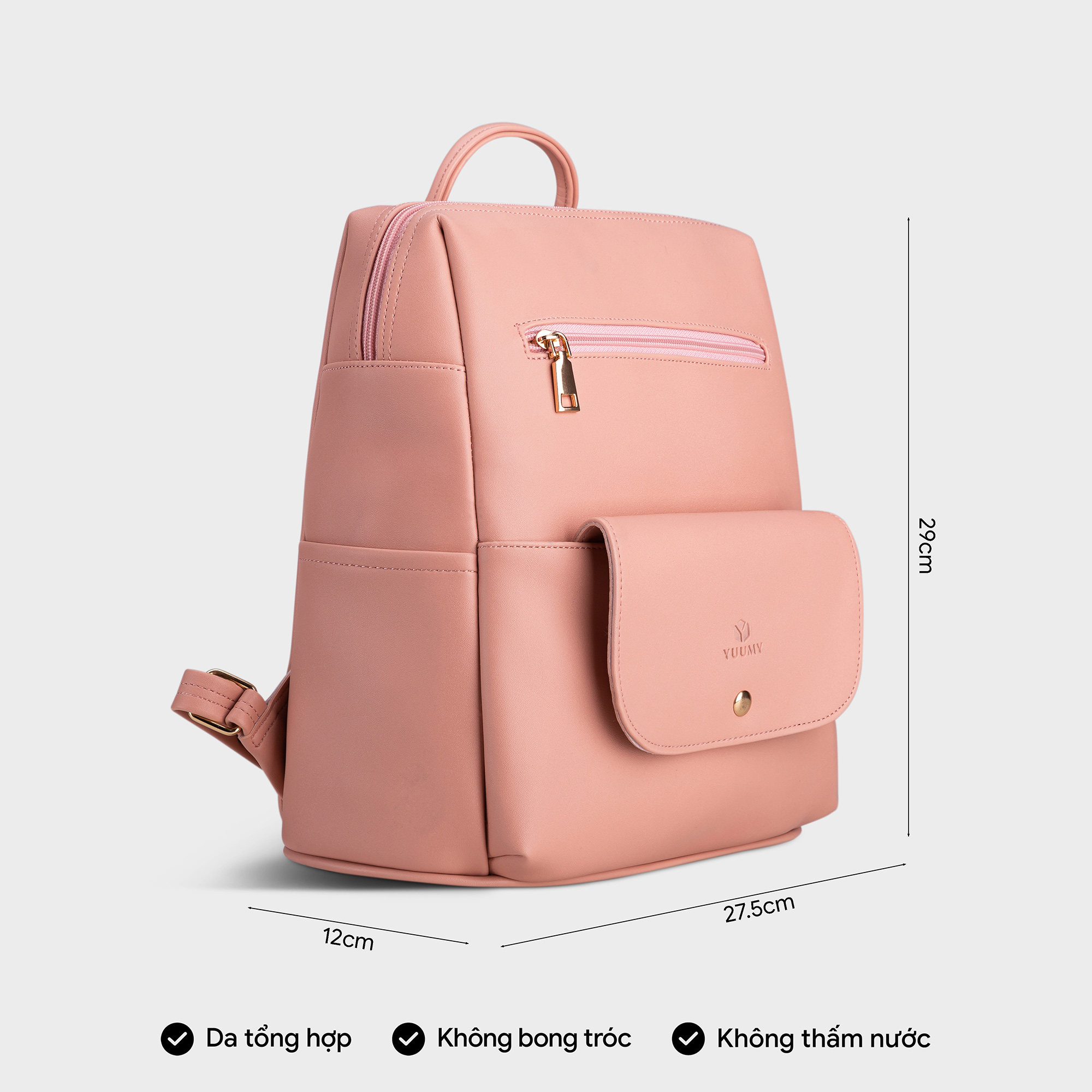 Balo nữ da mịn khóa kéo YUUMY YBA32