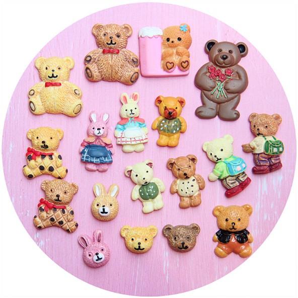 Chuyên Charm * Charm gấu bông thích hợp trang trí post card, thiệp mời, khung tranh, ốp lưng điện thoại, DIY