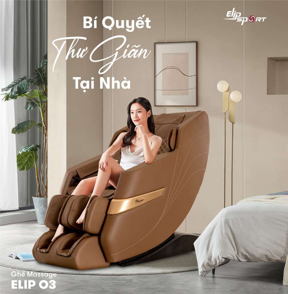 Ghế Massage Toàn Thân ELIP O3 - Công nghệ mát xa 4D, Matxa không trọng lực, Con lăn silicon êm ái, Da ghế bền bỉ