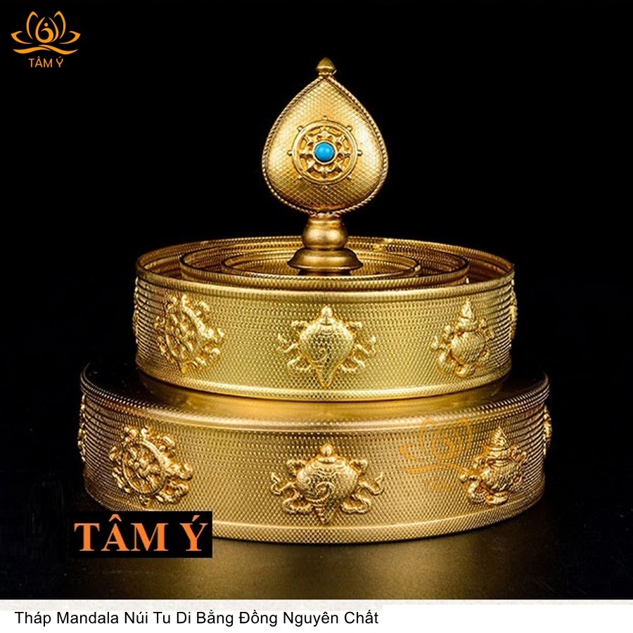 Tháp Mandala đồng nguyên chất MDL006 kim cương thừa, đồ thờ mật tông Tâm Ý