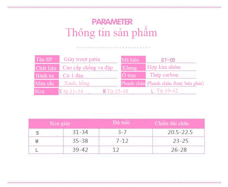 Giày trượt Patin thể thao tăng cường vận động, giải trí cho trẻ em HM089 bánh xe phát sáng tặng kèm bộ đồ bảo hộ 7 món