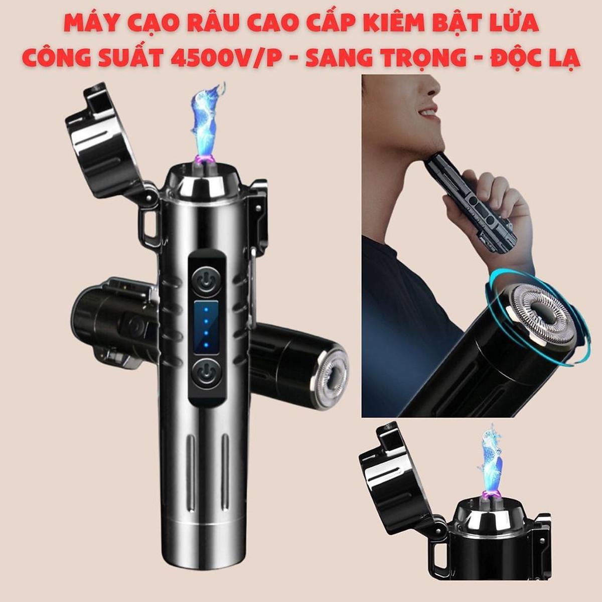 Máy Cạo Râu Cao Cấp Mini Tích Hợp Bật Lửa Điện 4 Tia Plasma Sang Trọng Độc Đáo Chống Thấm Nước Tiện Dụng An Toàn Bền Bỉ.