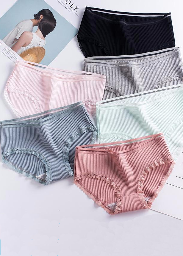Combo 5 quần lót nữ cotton cao cấp phối viền ren thấm hút mồ hôi QL02