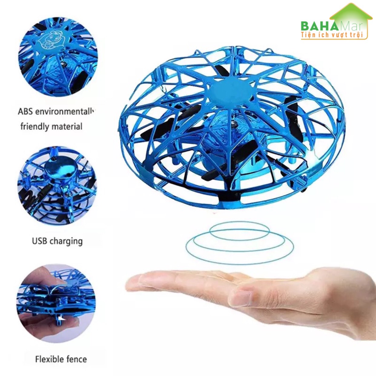 ĐĨA BAY (UFO) LED ĐIỀU KHIỂN ĐỘ CAO BẰNG CẢM ỨNG - ĐỒ CHƠI THÔNG MINH "BAHAMAR" đường kính nhỏ, kết cấu mềm mại, chống va chạm, có cảm ứng hồng ngoại, thích hợp cho cả trẻ em và người lớn