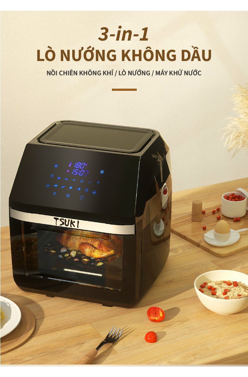 Nồi chiên không dầu 12Lit Tsuki Việt Star TSUKI-AF1201 đa năng, công suất 1700W_hàng chính hãng