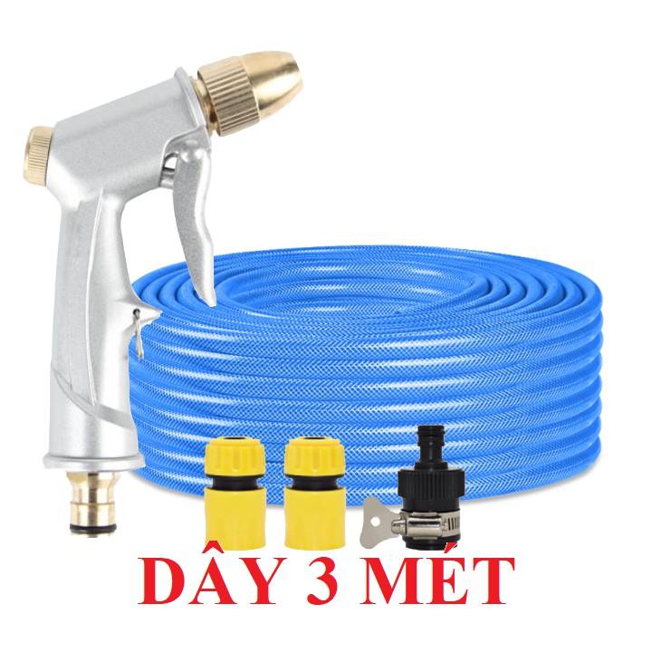 Bộ dây vòi xịt nước rửa xe,tưới cây , tăng áp 3 lần,loại 3m,5m 206701 đầu đồng,cút,nối nhựa đen+ móc khoá
