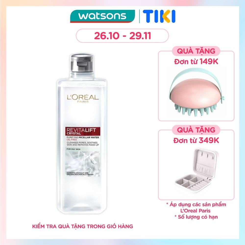 Nước Tẩy Trang L’Oréal Paris Revitalift Purifying Micellar Water Cho Da Dầu 400ml