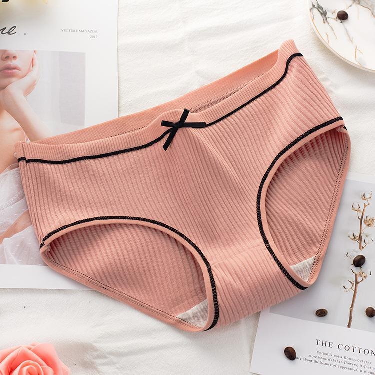 HÀNG XUẤT - Quần lót nữ cotton gân tăm phối nơ cực xinh