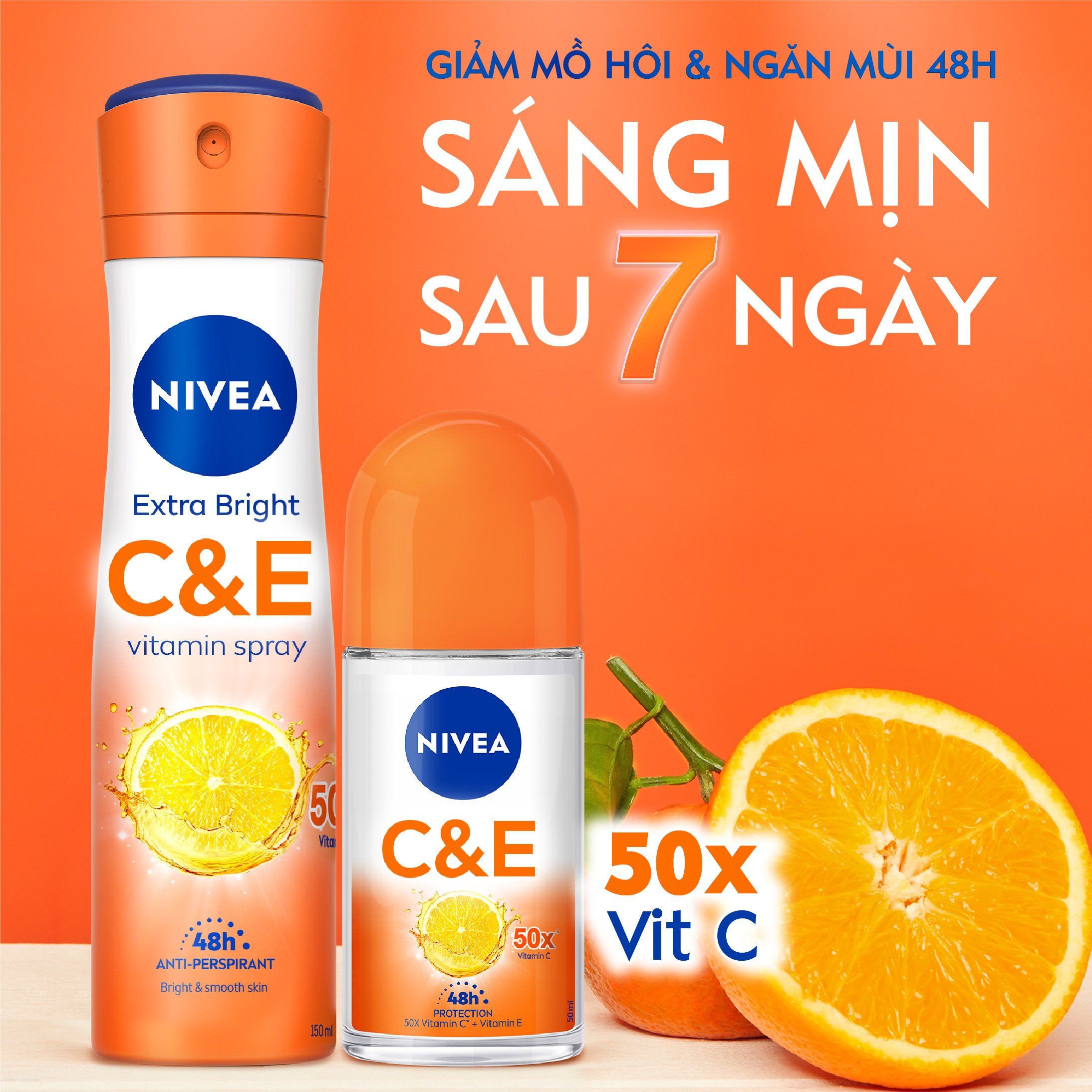 Lăn Ngăn Mùi NIVEA Dưỡng Sáng Vitamin C&amp;E (50 ml) - 84186