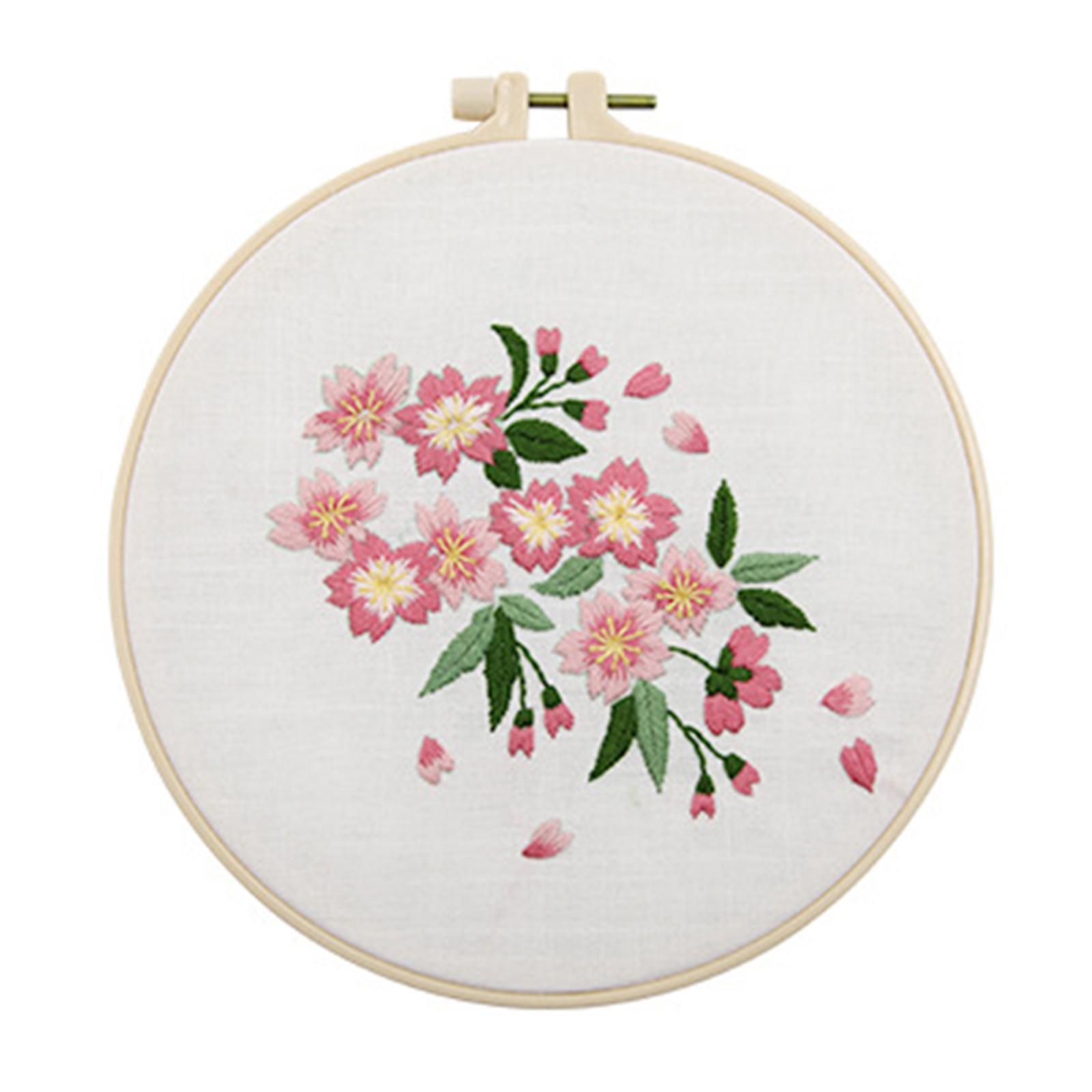 Embroidery starter Kit, Flower Pattern Cross Stitch for Beginners Adults, with Embroidery Hoop Cloth Thread Needlepoint Kit Floral Series