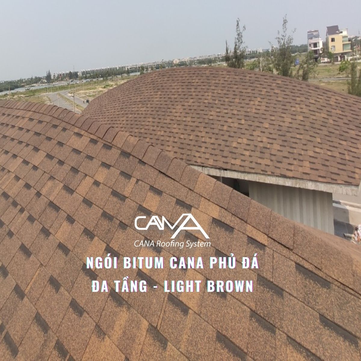 Ngói bitum phủ đá cana đa tầng light brown - ngói lợp màu nâu Hàn Quốc chống thấm và trang trí mái biệt thự, nhà gỗ, nhà tiền chế, đóng gói 14tấm/gói/2.54m2 mái phủ