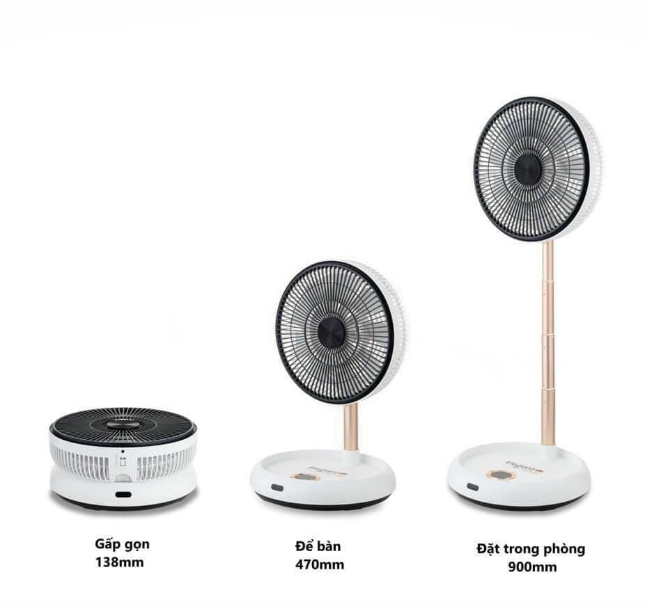 Quạt tích điện gấp gọn thông minh RoHS 10800mAh dùng tới 50h khiển từ xa xuất EU - Hàng chính hãng