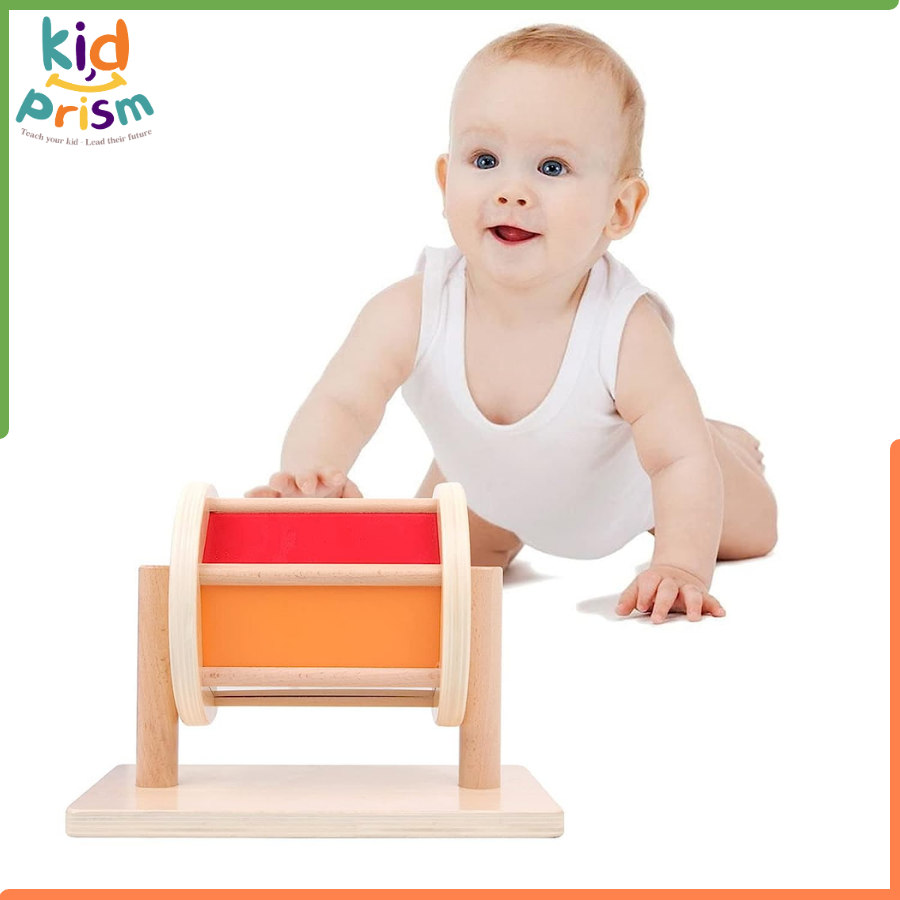 Trống xoay cầu vồng rèn luyện vận động thô cho bé từ 6 -9 tháng - Có gương