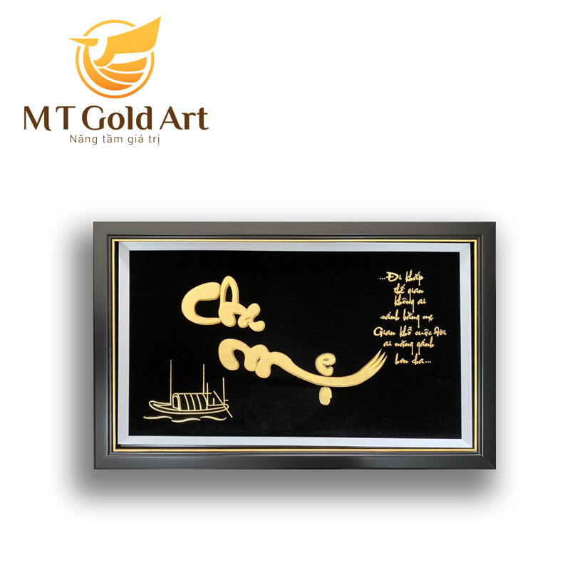 Tranh chữ cha mẹ dát vàng 24k MT Gold Art- Hàng chính hãng, trang trí nhà cửa, phòng làm việc, quà tặng sếp, đối tác, khách hàng, tân gia, khai trương