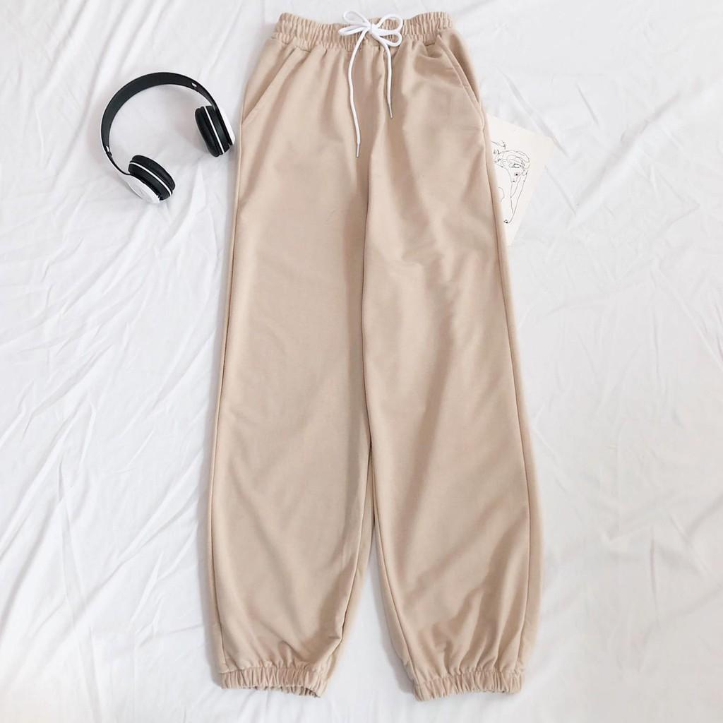 Quần Jogger thun Nam Nữ Unisex quần dài unisex vải thun trơn ống suông Bo cổ chân form rộng, không nhăn