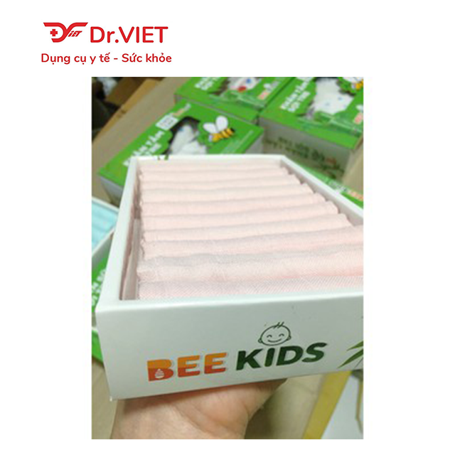 Khăn sữa sợi tre Bee Kids chính hãng thương hiệu Beevn (Hộp 10 cái) - Khăn em bé mềm mịn, kháng khuẩn an toàn cho trẻ