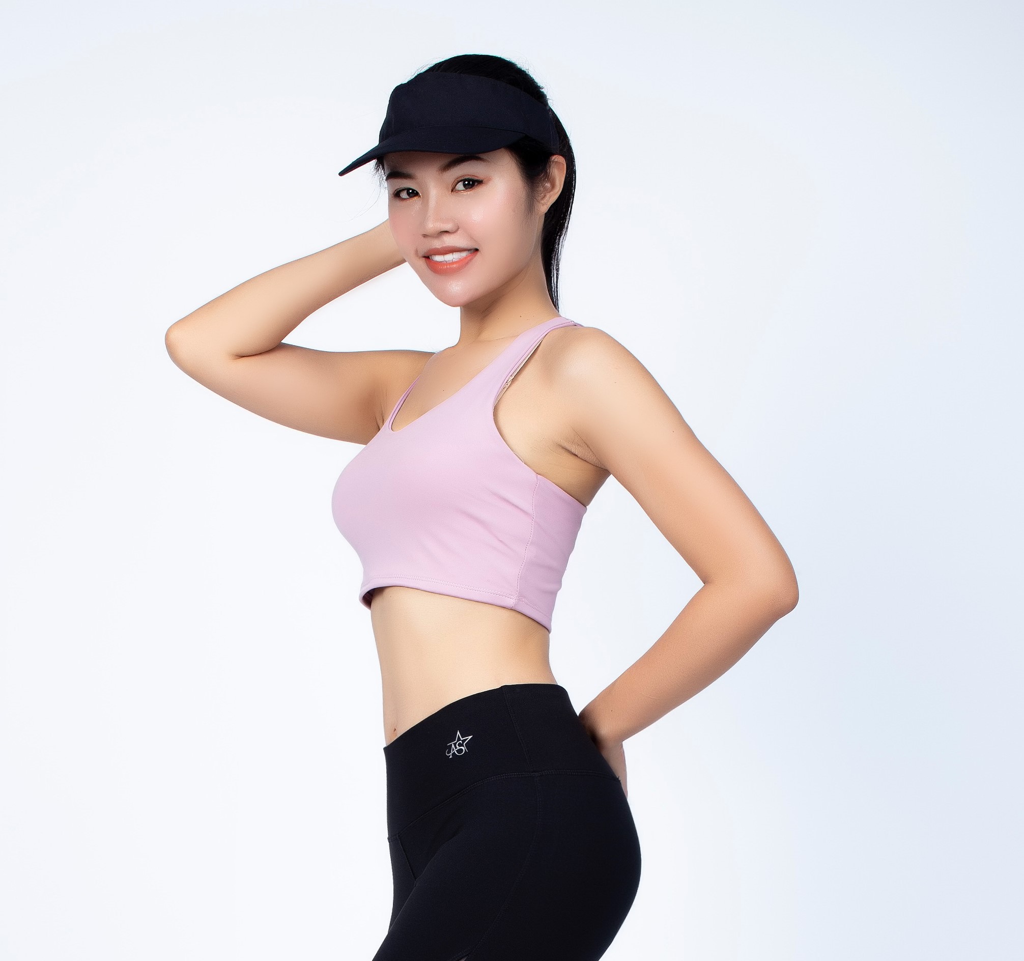 Áo croptop 3 lỗ thể thao nữ 2 lớp cổ tim - AR805