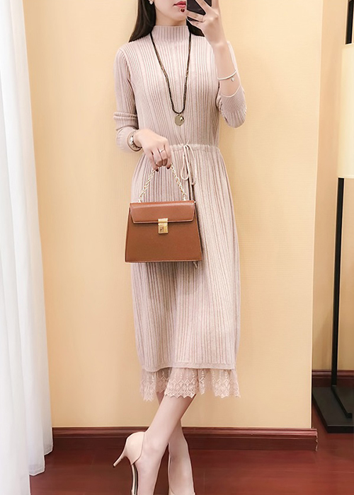 Đầm len dự tiệc phối ren kèm eo rút dây Haint Boutique da06
