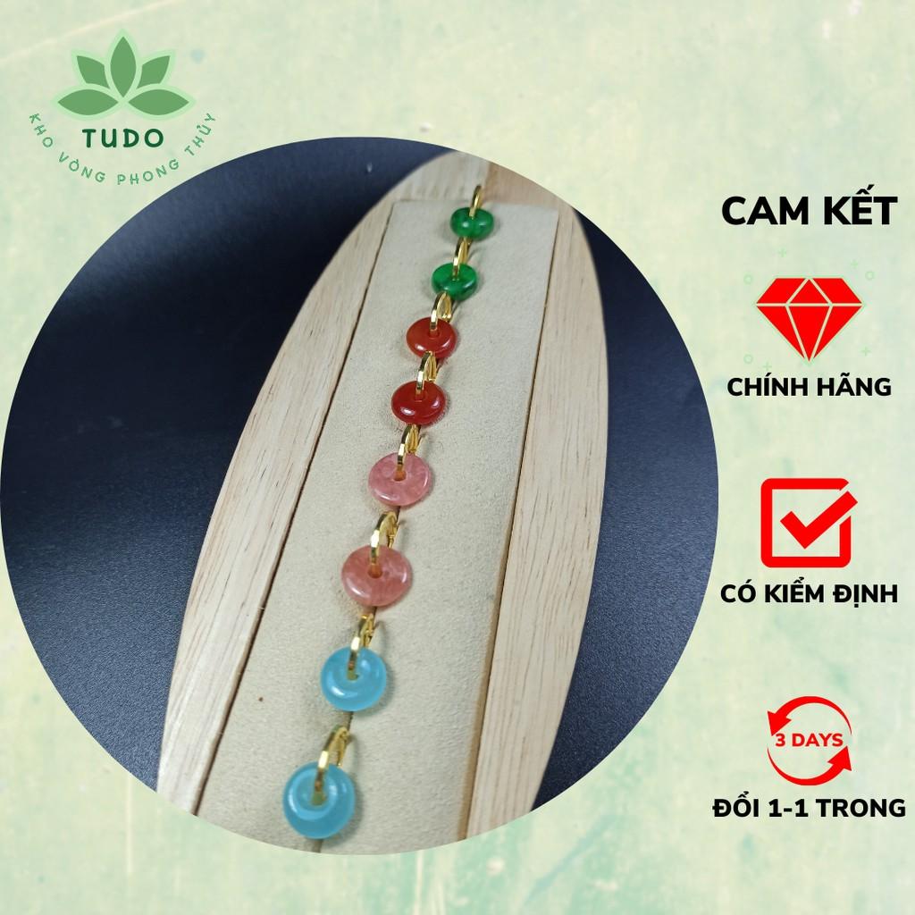 Hoa tai Au10K TUDO Cẩm huyết, amazonite, đào hoa phong thủy