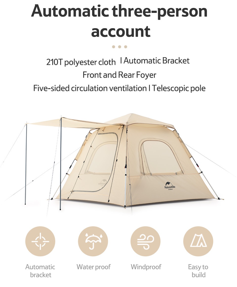 Lều 3 người Ango NH21ZP010 (UPF 50+ Ango pop up tent for 3 man (with hall pole) )