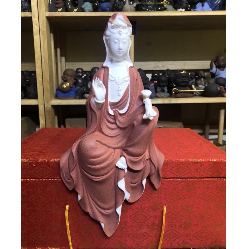 Tượng Quan Âm cầm bạch ngọc tịnh tâm- Tượng Quan Âm Bồ Tát trang trí không gian thanh tịnh- Tượng gốm trắng đẹp nhất