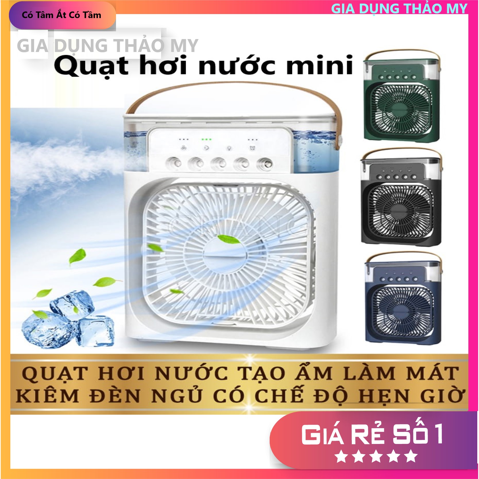 Quạt Hơi Nước Mini, Quạt Phun Sương Mini Tạo Ẩm Làm Mát Để Bàn