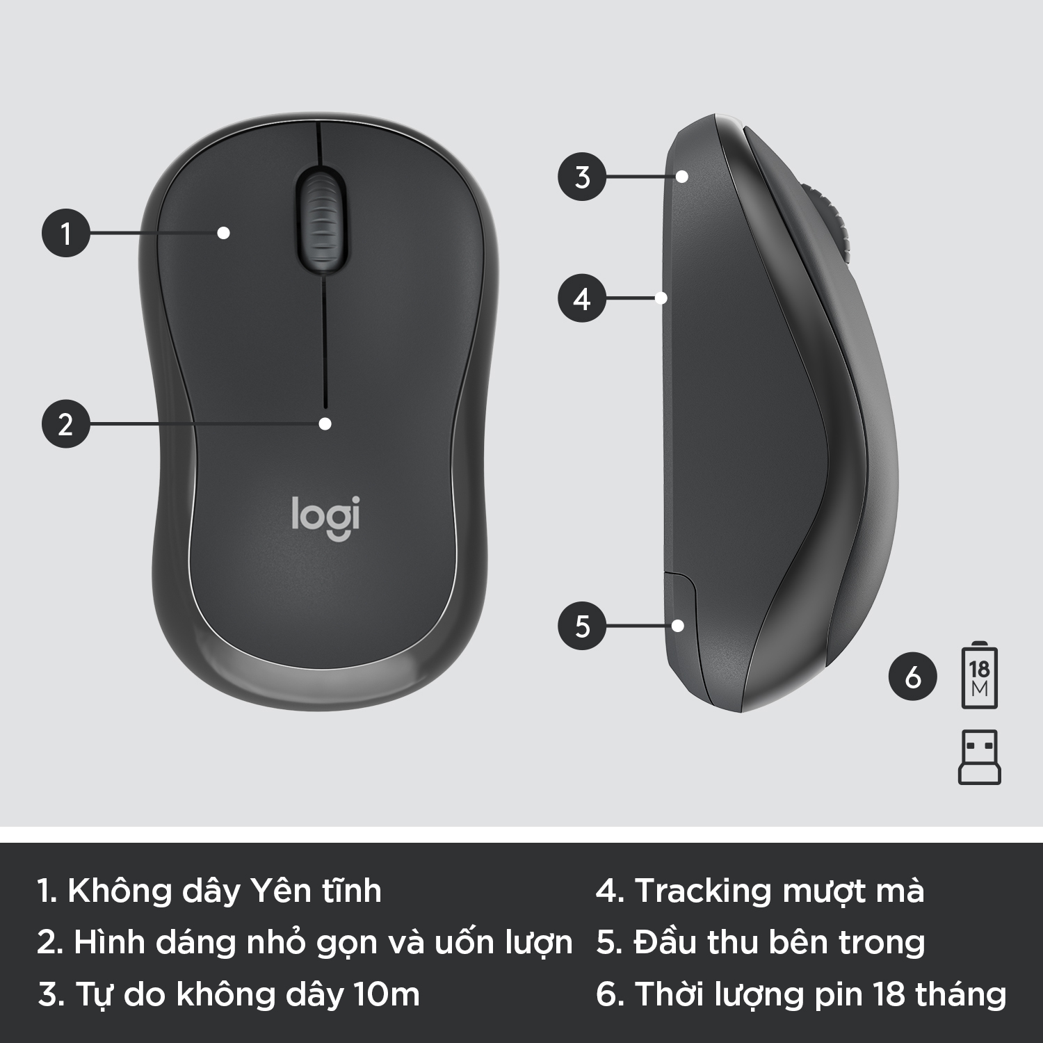 Combo chuột phím không dây Logitech MK295 Silent - Chống ồn 90%, có phím số, mắt đọc cải tiến, bền bỉ, không lag - Hàng chính hãng