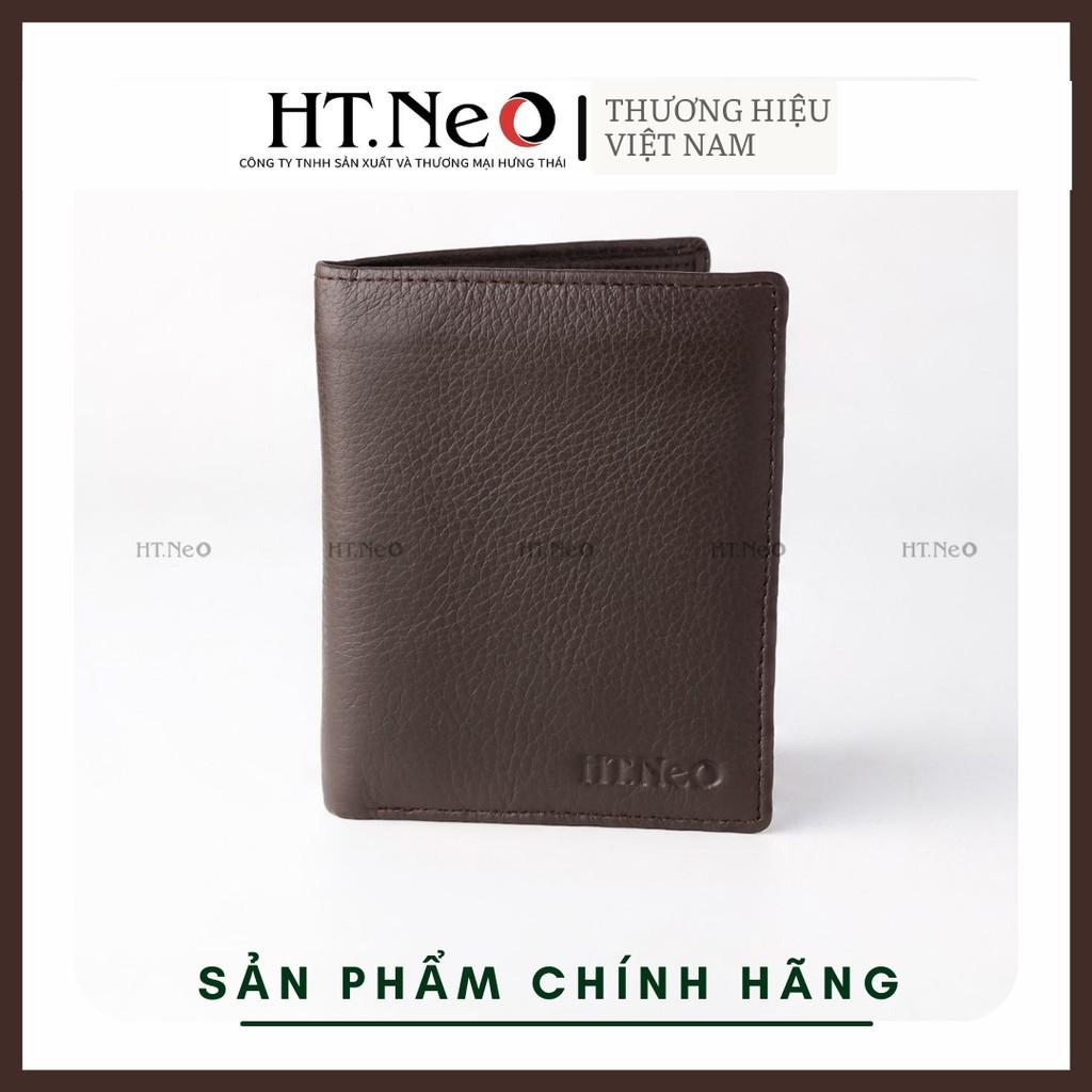 Ví da bò - Ví đứng nam HT.NEO (2) 100% da bò thật, thiết kế trơn sang trọng nhỏ gọn, nhiều ngăn, đường may tỉ mỉ VN35