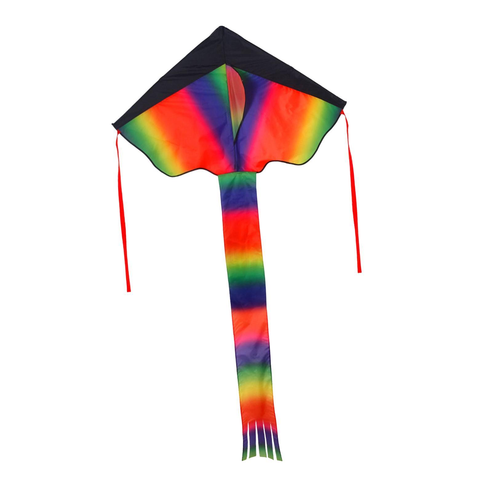 Delta Kites Fly Kite with Tail Rainbow Kites for Family Trips Garden Beginner Games