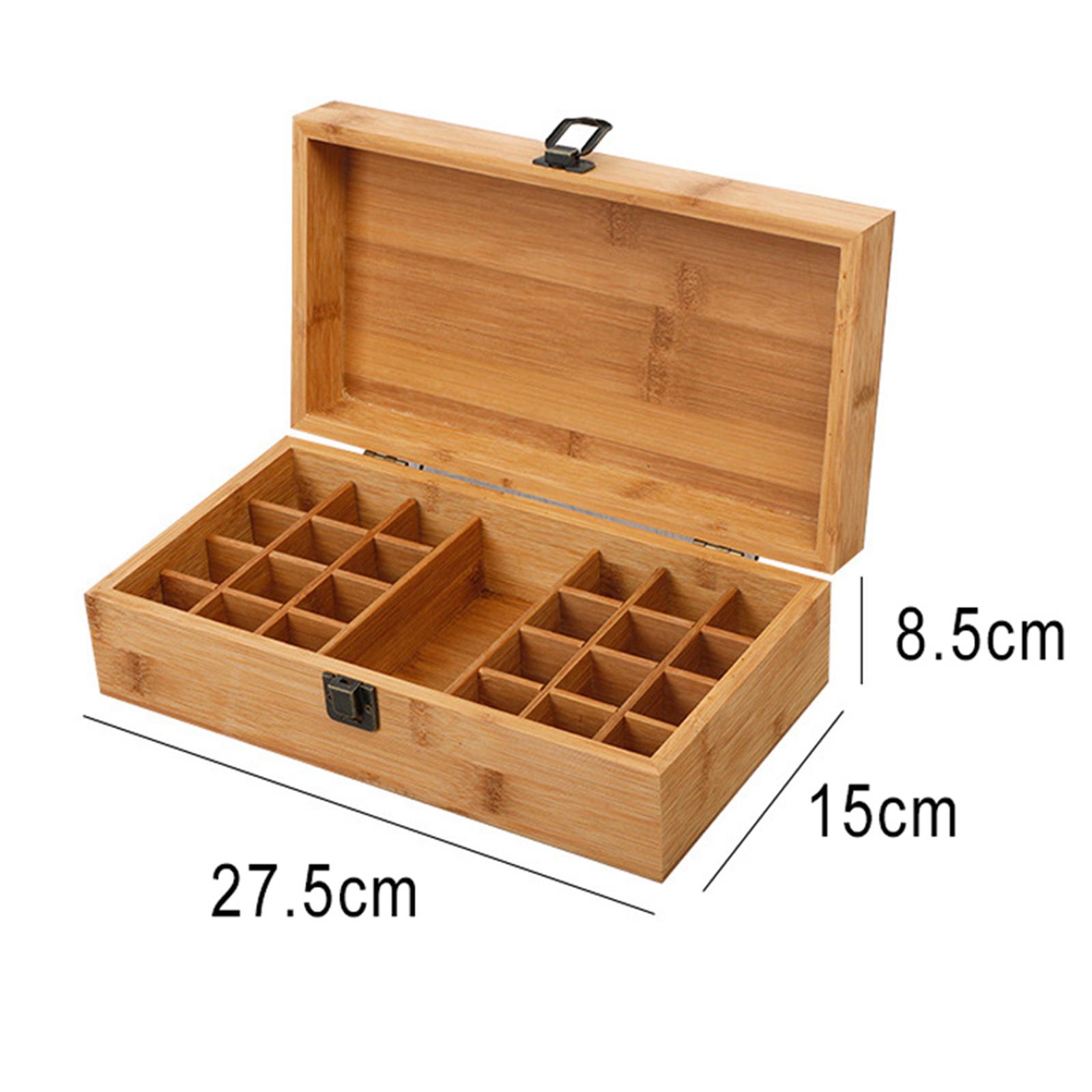 Essential Oil Storage Box Case, Wooden Organizer Holds 24 Bottles, Bamboo Wood Holder Safe for Carrying And Home Storage Display