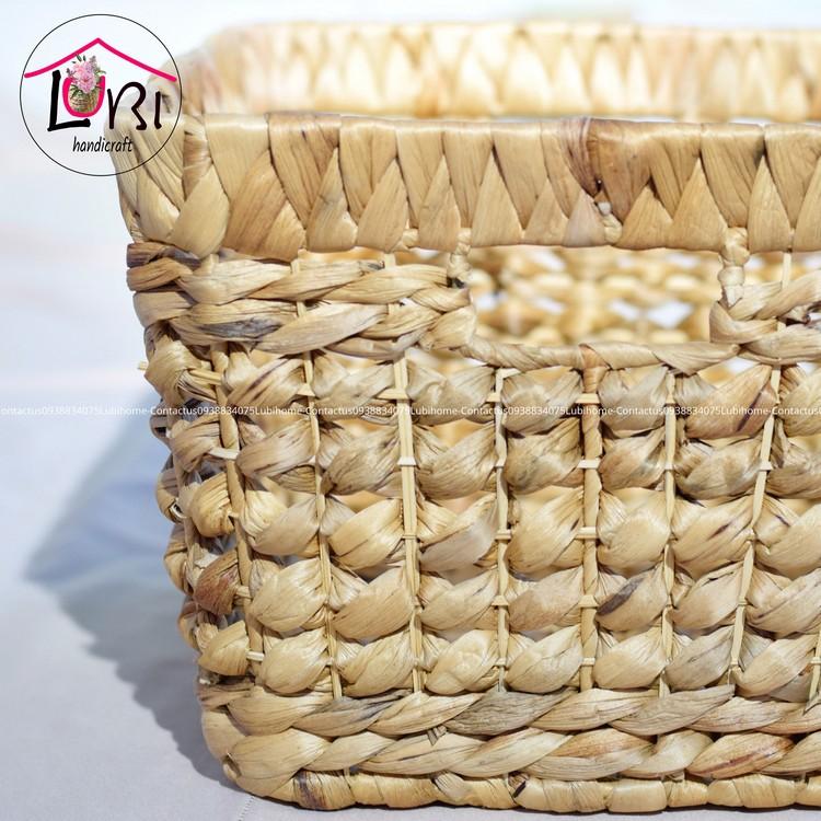 - Khay đựng đồ lục bình hình chữ nhật miệng bo đôi đan nút - sang trọng