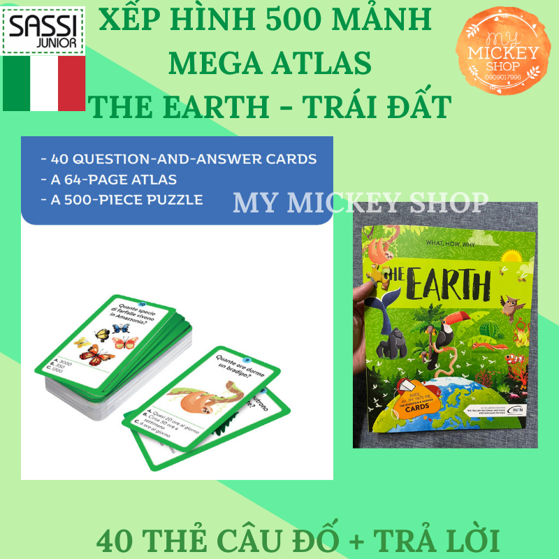 Bộ trò chơi xếp hình 500 mảnh chủ đề TRÁI ĐẤT - The EARTH chính hãng Sassi Ý